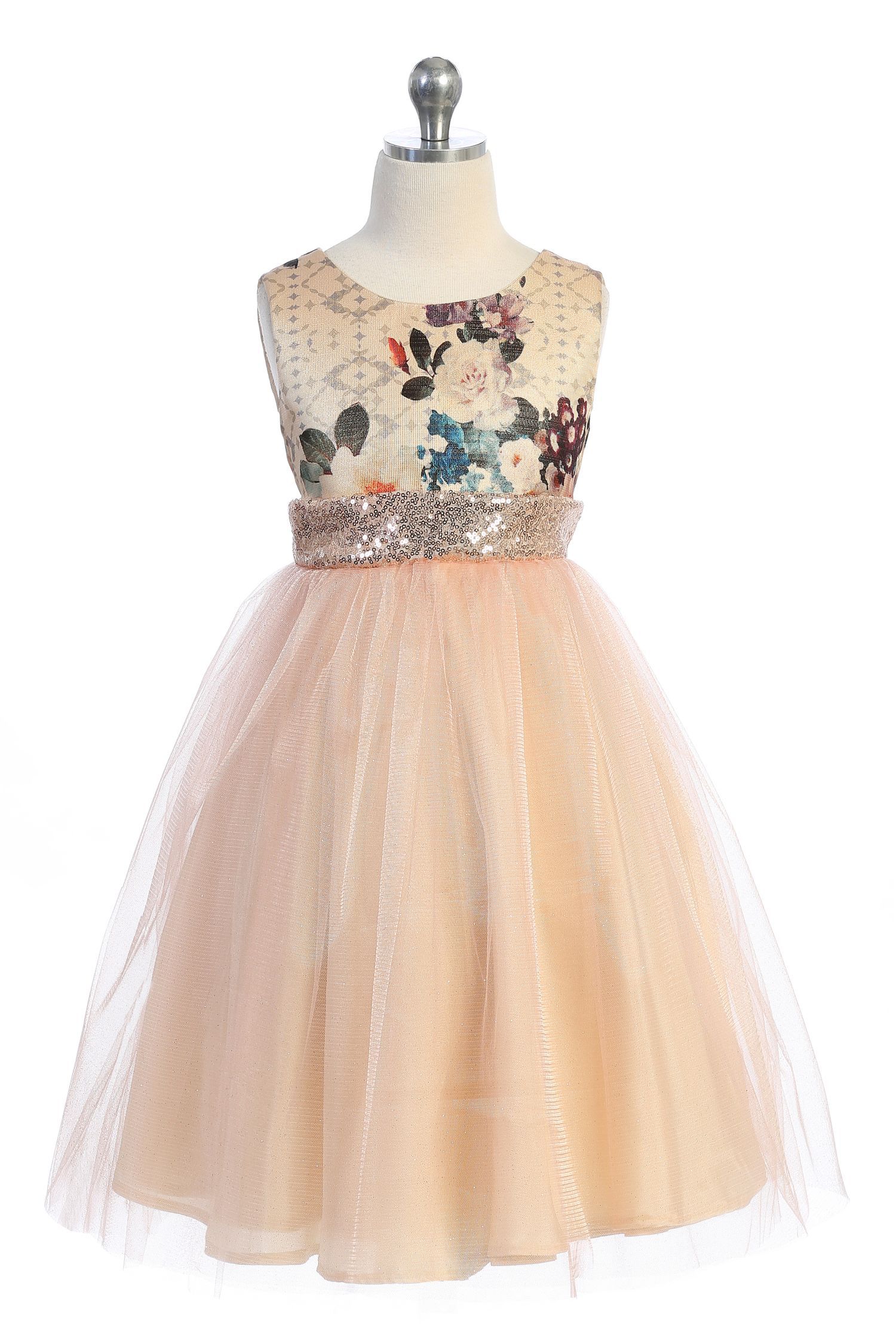 Pink/Iridescent Sequins V Back & Bow Plus Size Girls Dress – Kid's