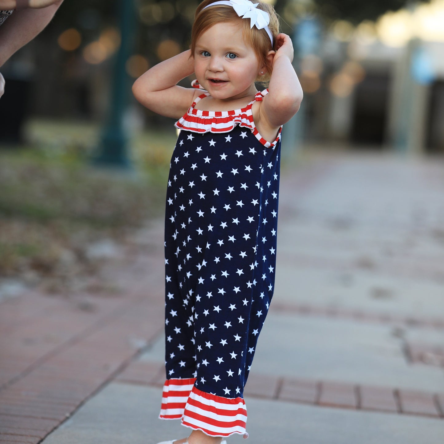 AnnLoren Star & Stripes July 4th Patriotic Baby Girls' Romper Toddler Jumpsuit