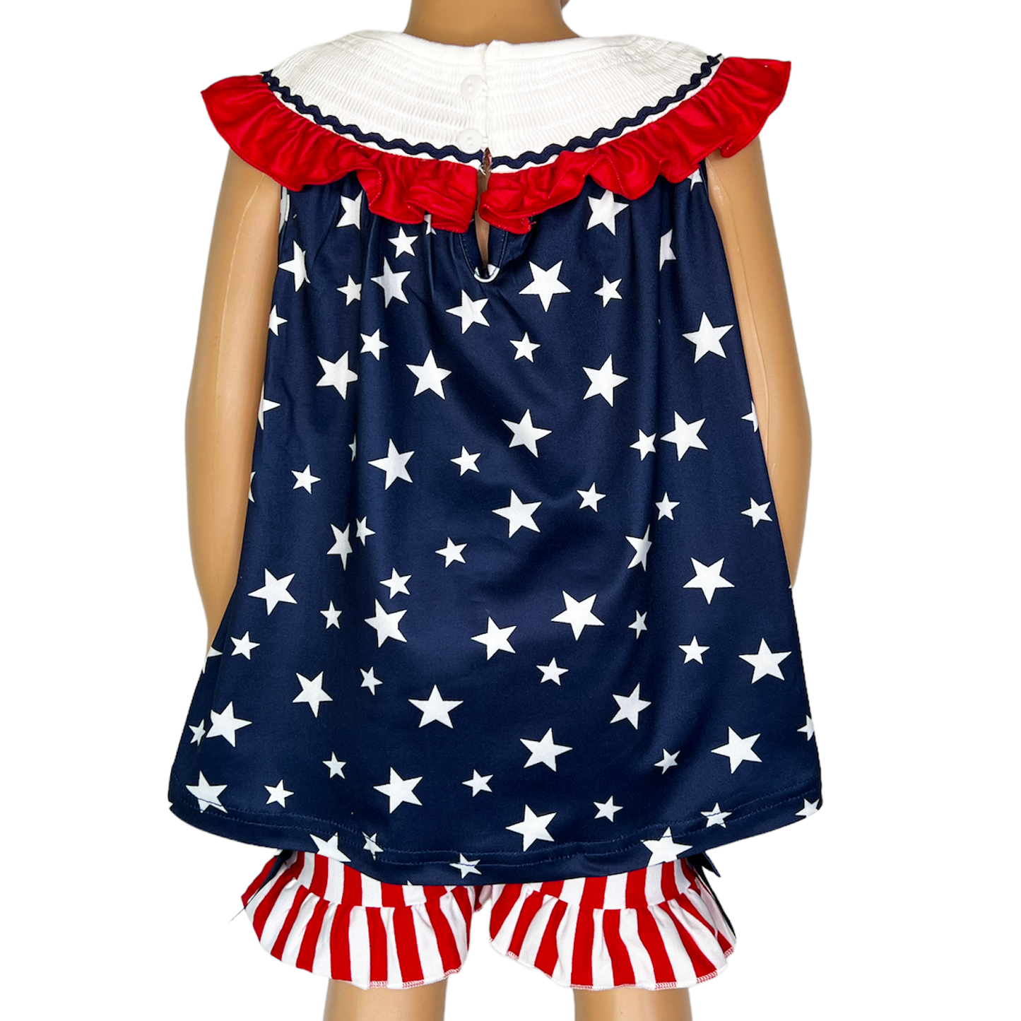 Girls 4th of July Smocked Patriotic Tunic & Shorts Outfit