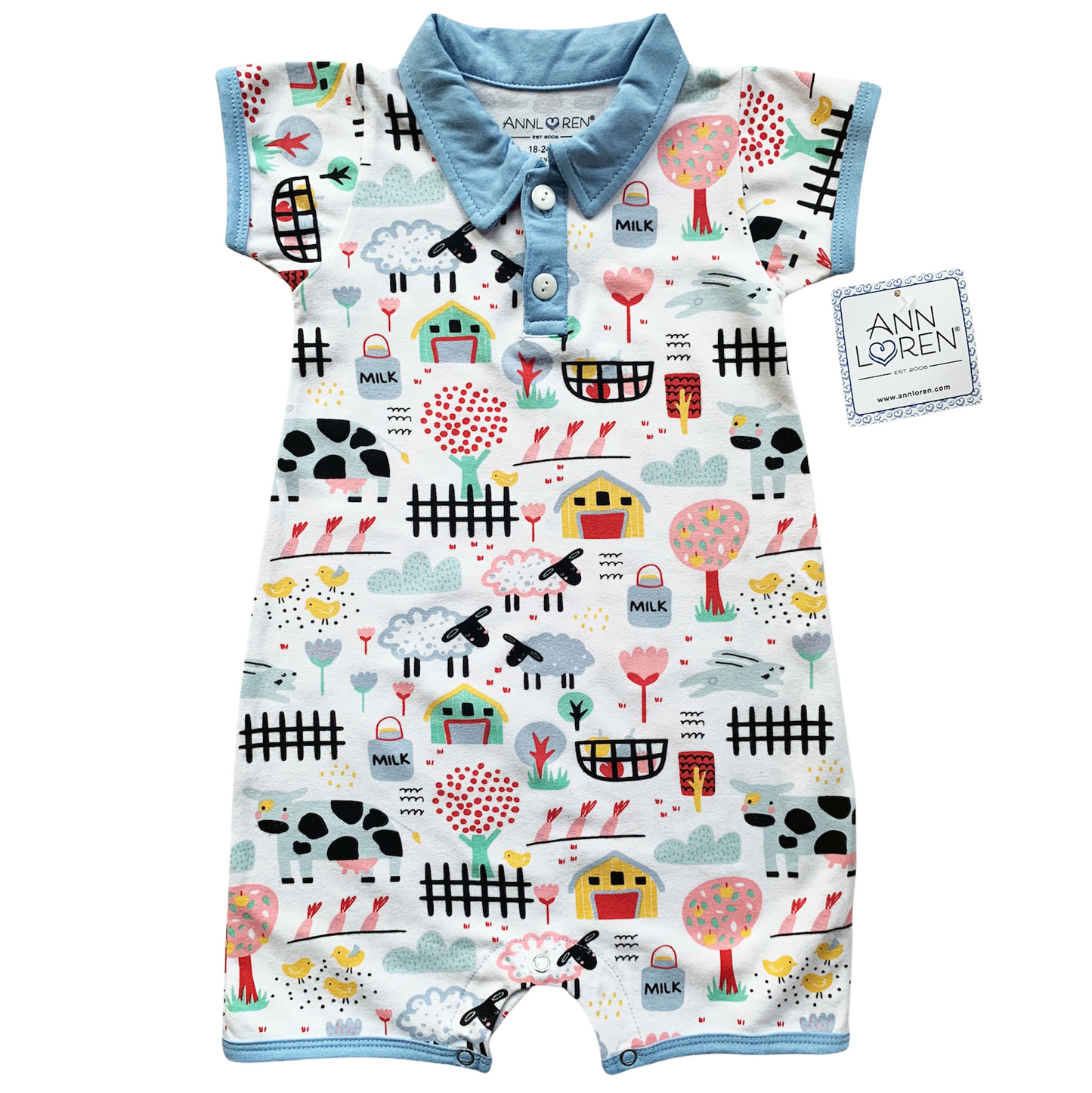 Baby/Toddler Boys short sleeve Fun Farm Animal Romper