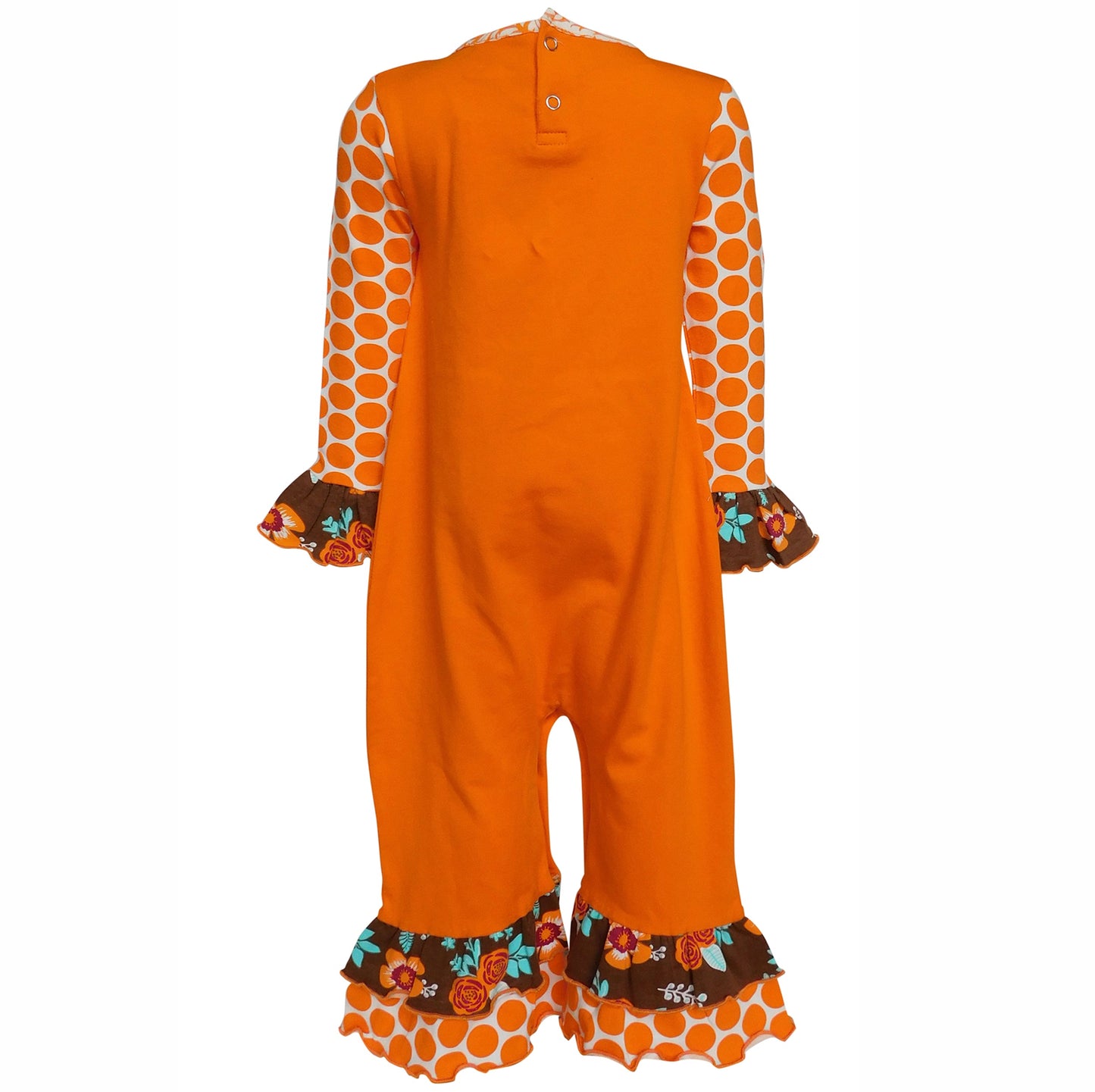 AnnLoren Girls Fall Fox Baby Toddler Romper Autumn Orange Jumpsuit