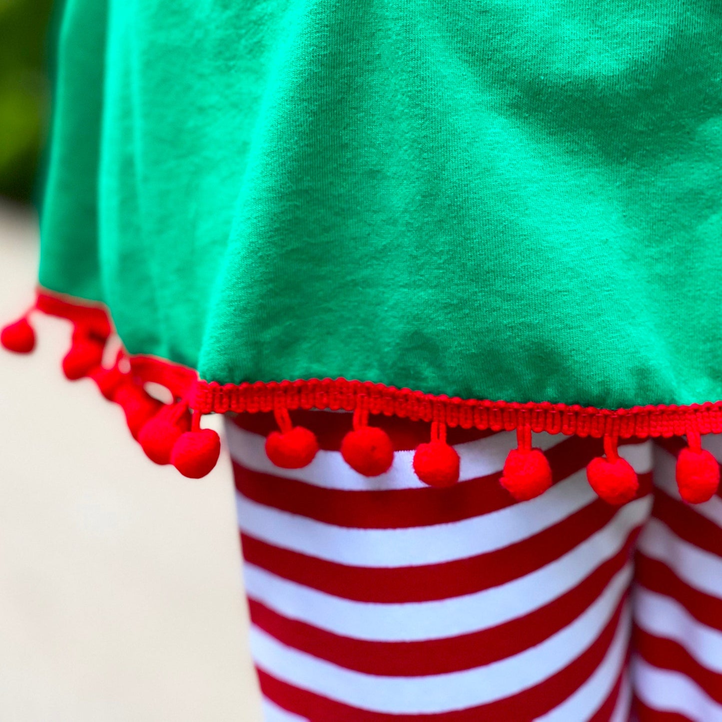 AL Limited Girls Christmas Holiday Elf Stocking Top & Stripe Pants Outfit Set