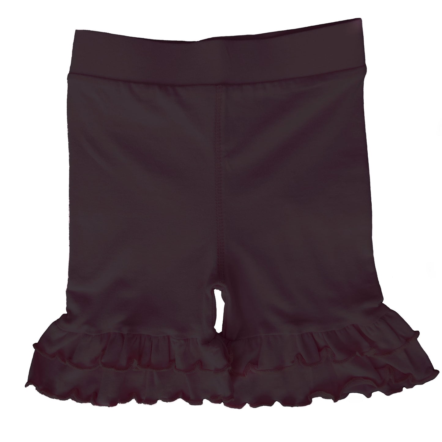 AnnLoren Little/Big Girls Black Stretch Cotton Knit Ruffled Shorts