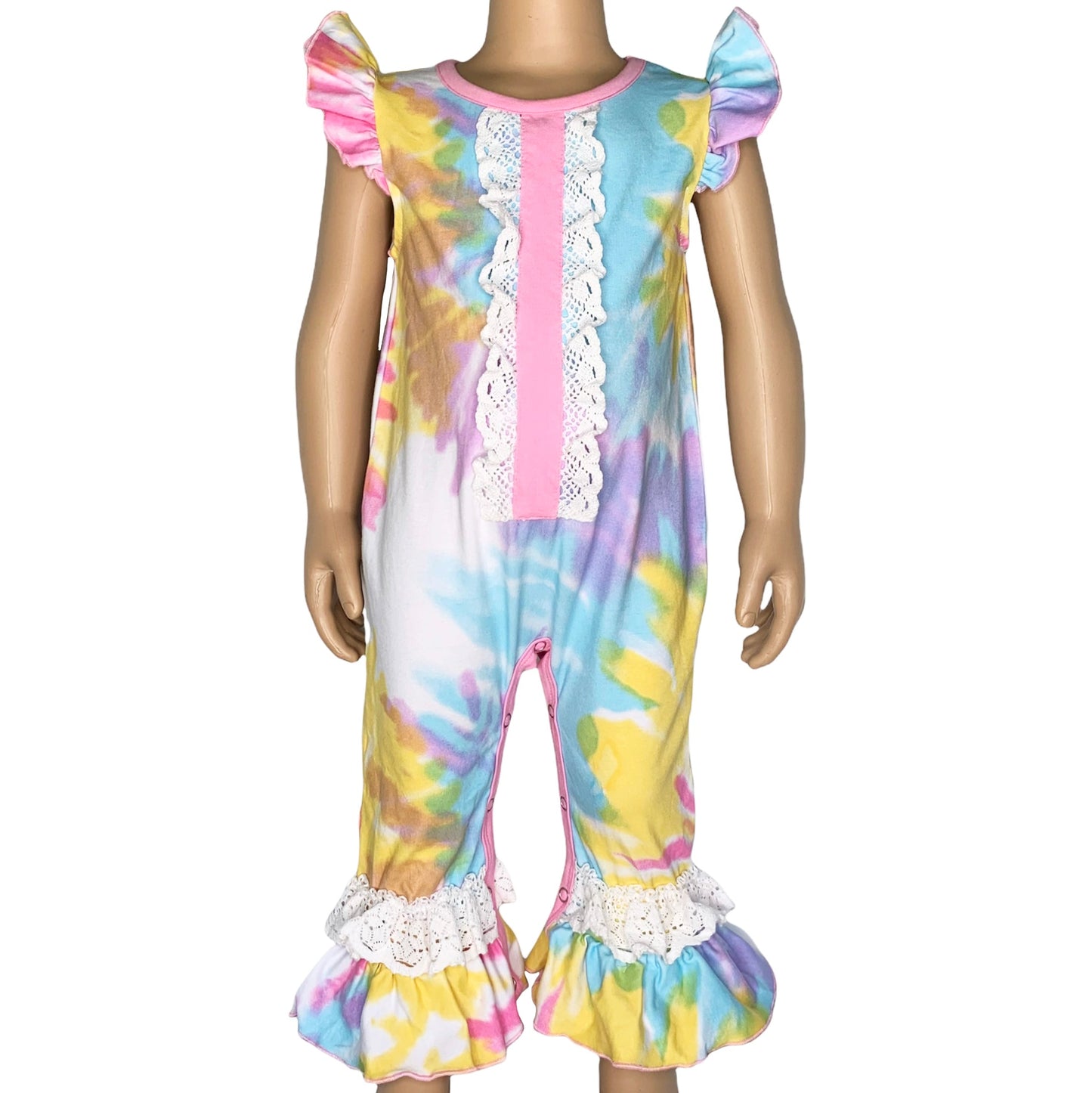 Boutique Pastel Tie Dye Baby Girls Easter Romper Onesie Toddler Jumpsuit