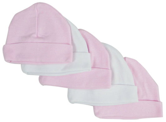 Pink & White Baby Caps (Pack of 5) 031-PINK-3-W-2