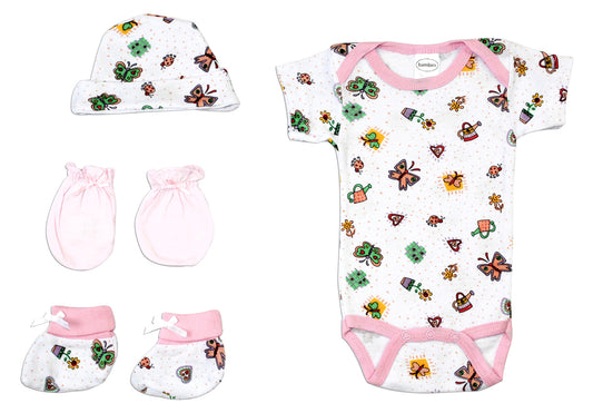 Newborn Baby Girls 4 Pc Layette Baby Shower Gift Set LS_0082