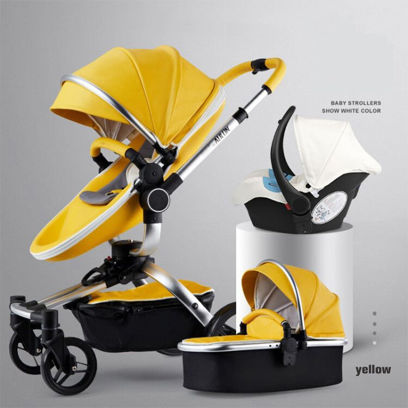 Aulon baby stroller 3 in 1 with car seat on sale high view pram for newborns folding 360 degree rotation