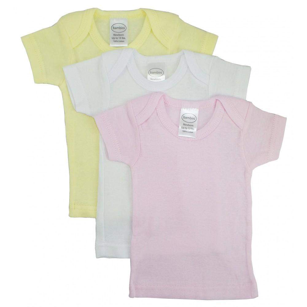 Girl's Rib Knit Short Sleeve T-Shirt Variety 3-Pack (NB,S,M,L)